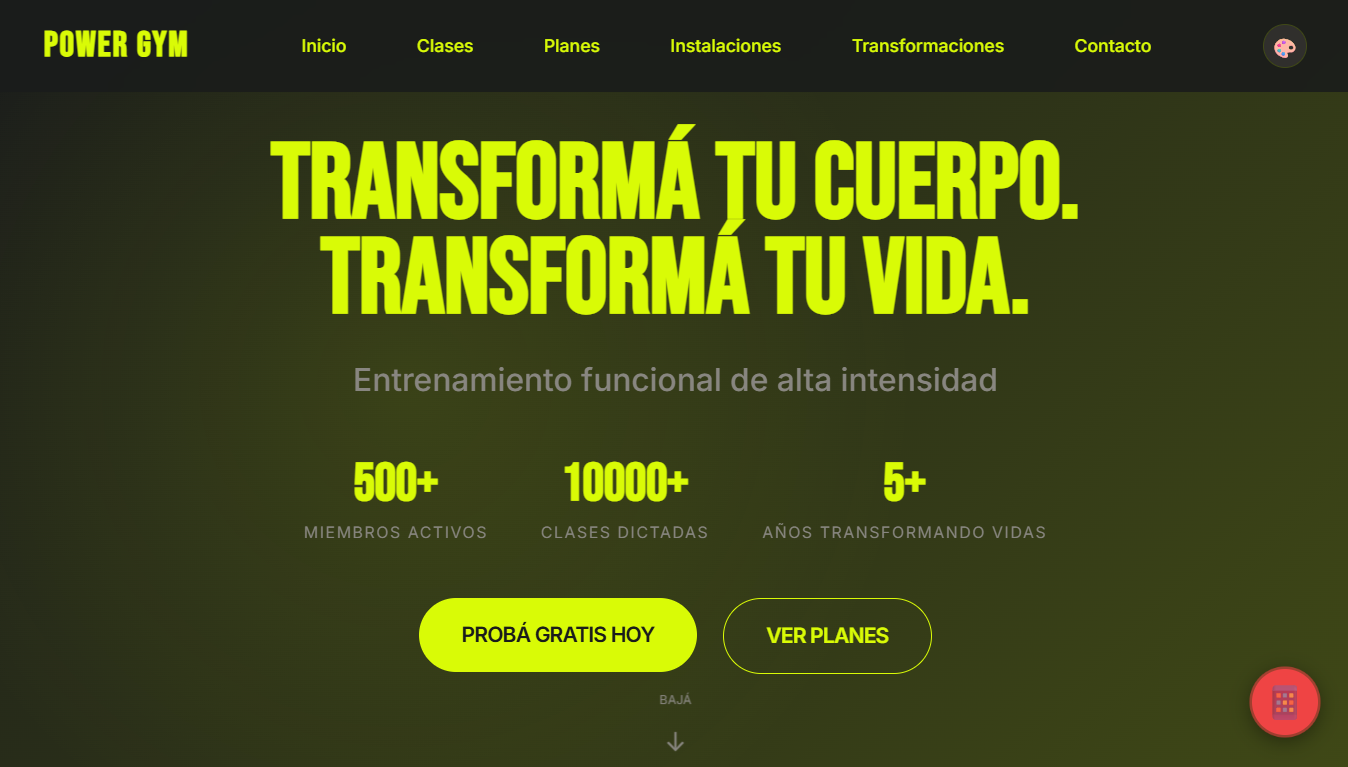 Pagina para gimnasio